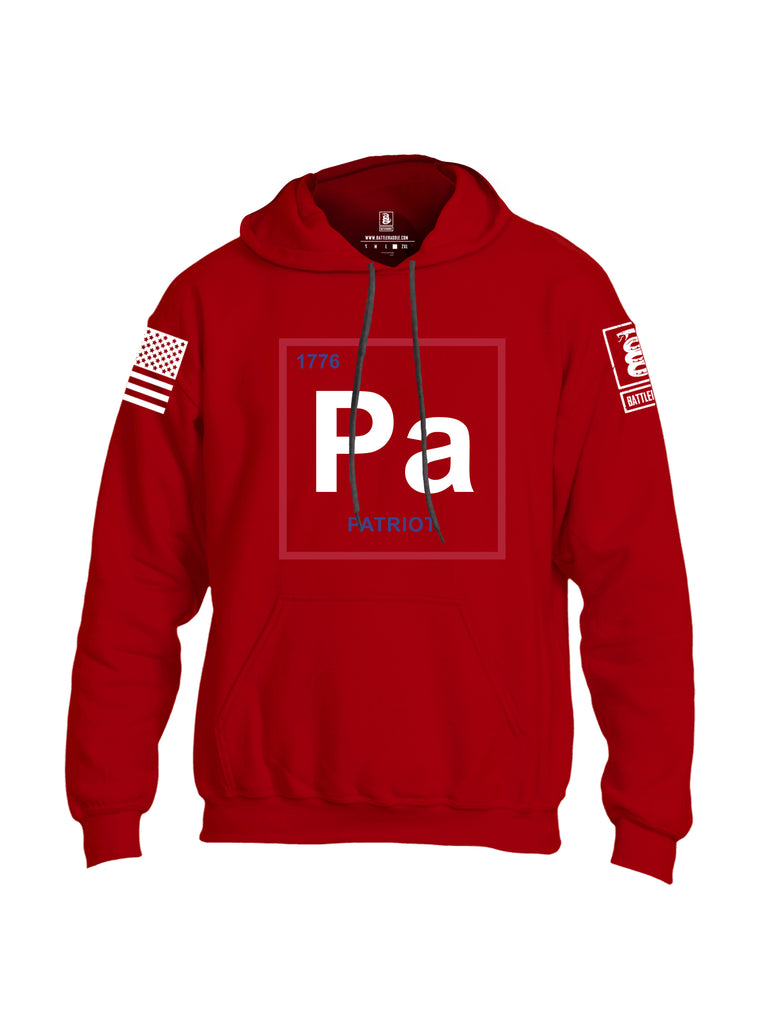Battleraddle Periodic Table PA 1776 Patriotic White Sleeve Print Mens Blended Hoodie With Pockets