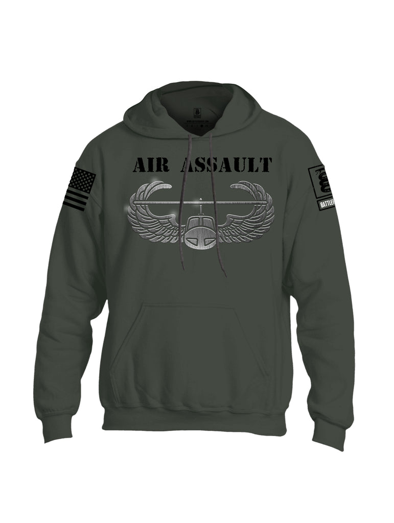 Battleraddle Air Assault Black Sleeve Print Mens Blended Hoodie With Pockets