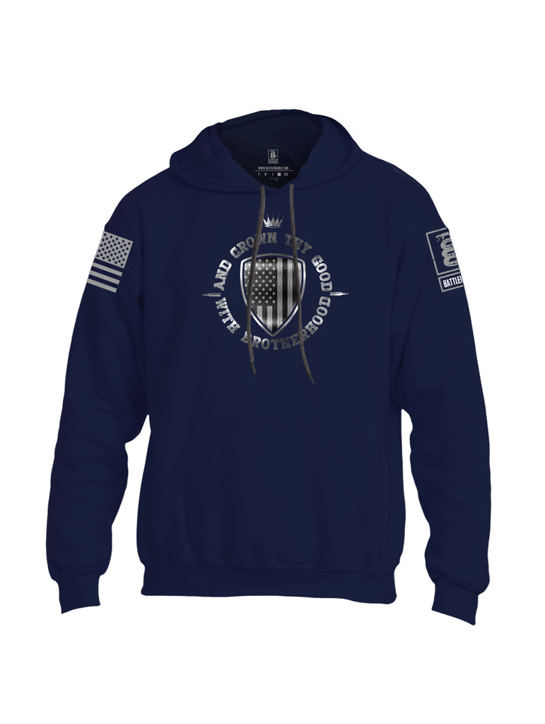 Battleraddle And Crown Thy Good With Brotherhood Grey Sleeve Print Mens Blended Hoodie With Pockets
