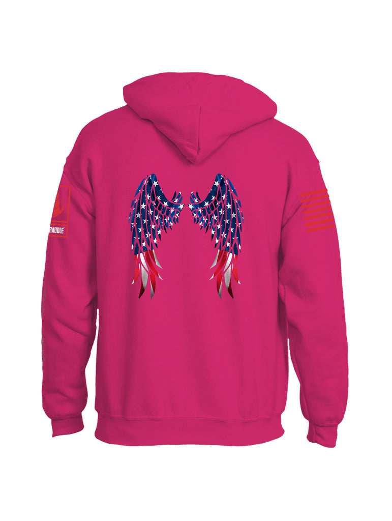 Battleraddle USA Flag Wings Red Sleeve Print Mens Blended Hoodie With Pockets