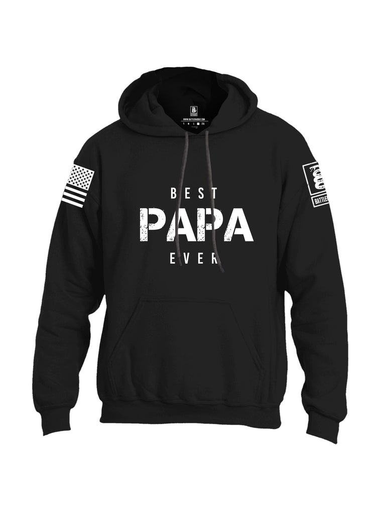 Battleraddle Best PAPA Ever White Sleeve Print Mens Blended Hoodie With Pockets