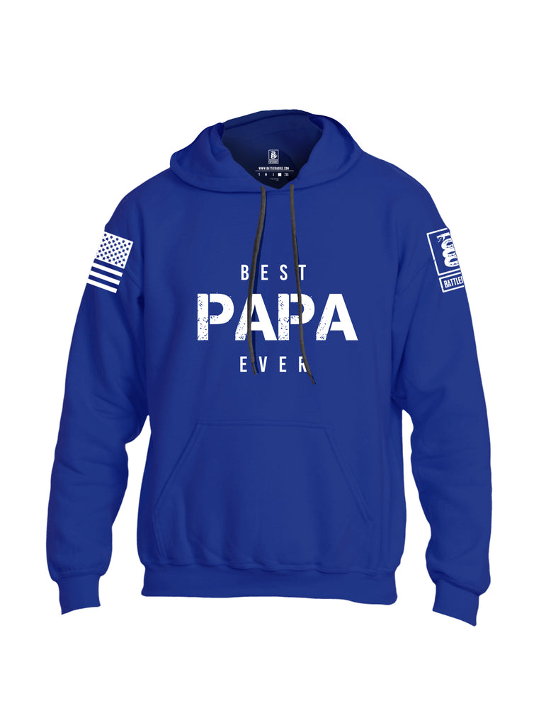 Battleraddle Best PAPA Ever White Sleeve Print Mens Blended Hoodie With Pockets