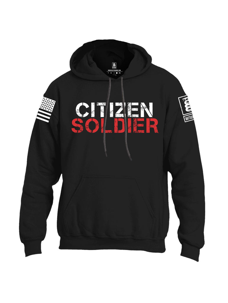 Battleraddle Citizen Soldier White Sleeve Print Mens Blended Hoodie With Pockets