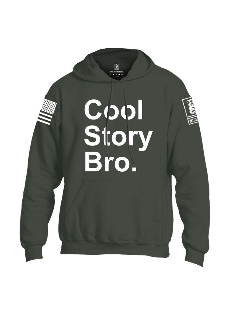 Battleraddle Cool Story Bro White Sleeve Print Mens Blended Hoodie With Pockets