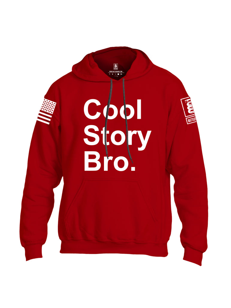 Battleraddle Cool Story Bro White Sleeve Print Mens Blended Hoodie With Pockets