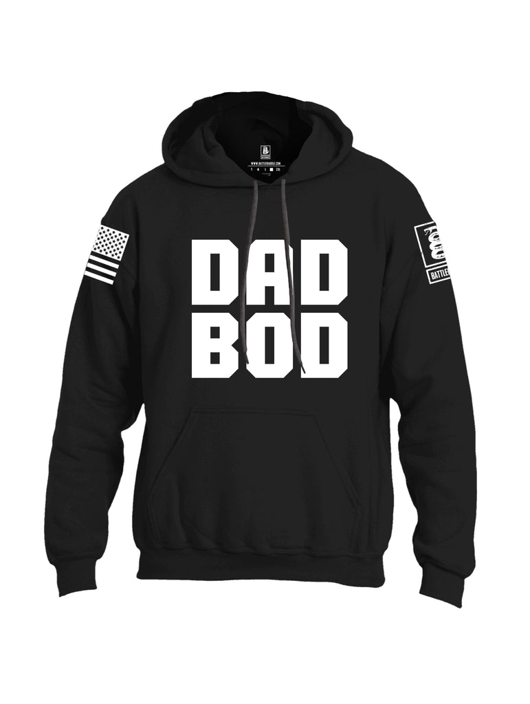 Battleraddle Dad Bod White Sleeve Print Mens Blended Hoodie With Pockets