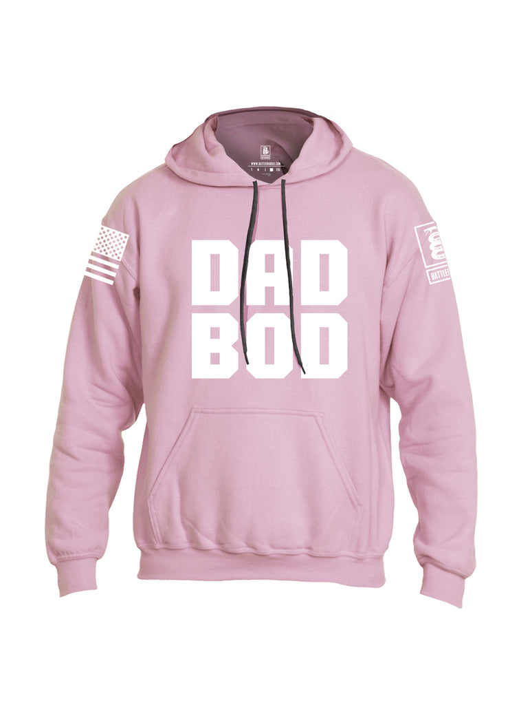 Battleraddle Dad Bod White Sleeve Print Mens Blended Hoodie With Pockets