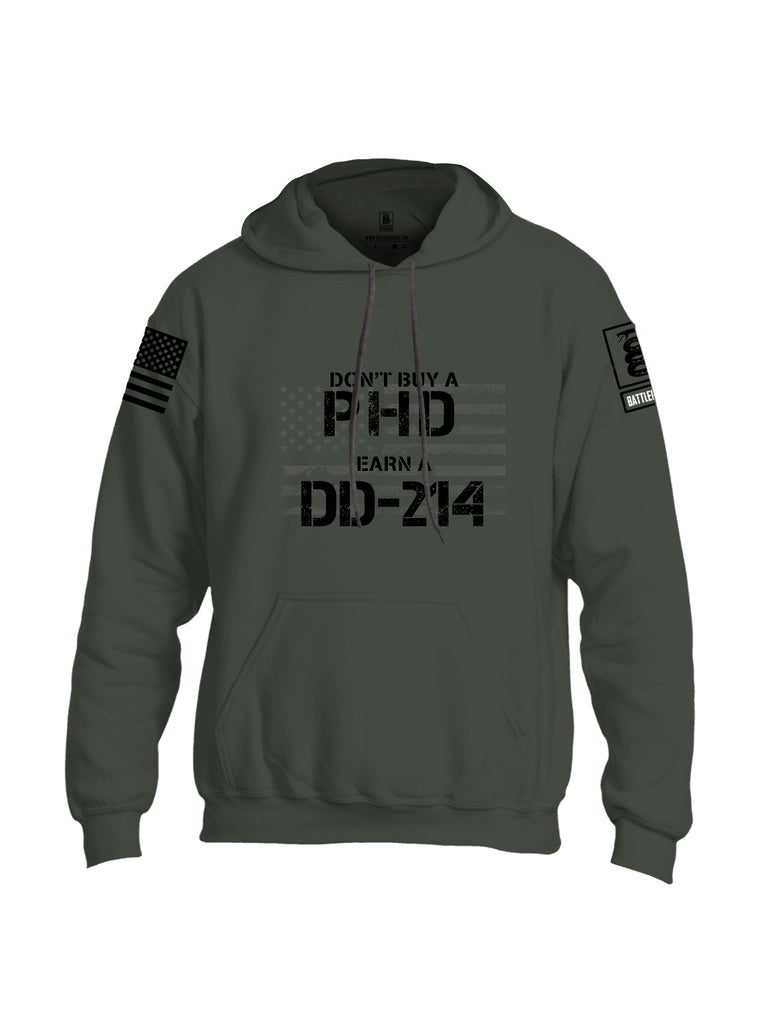 Battleraddle Dont Buy A PHD Earn A DD 214 Black Sleeve Print Mens Blended Hoodie With Pockets