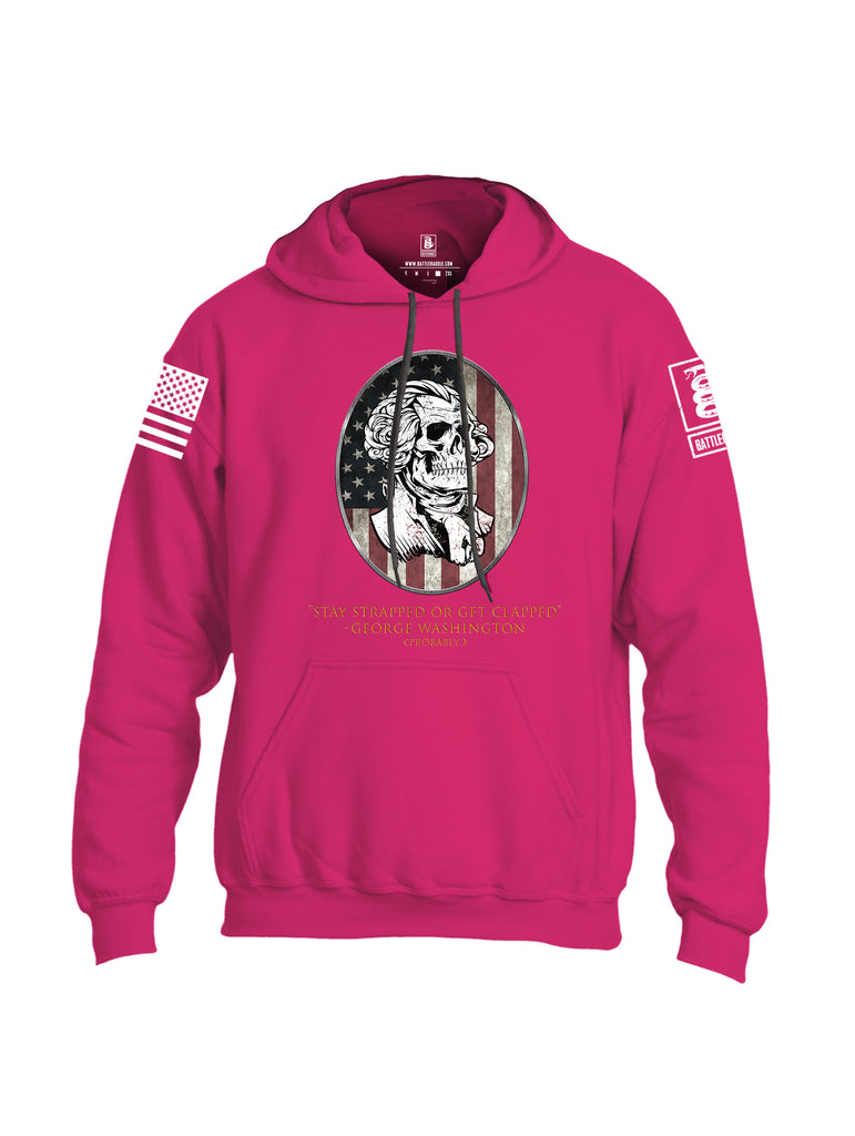 Battleraddle Stay Strapped Or Get Clapped George Washington White Sleeve Print Mens Blended Hoodie With Pockets