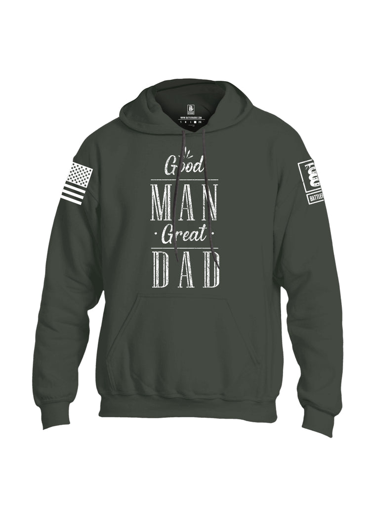 Battleraddle Good Man Great Dad White Sleeve Print Mens Blended Hoodie With Pockets