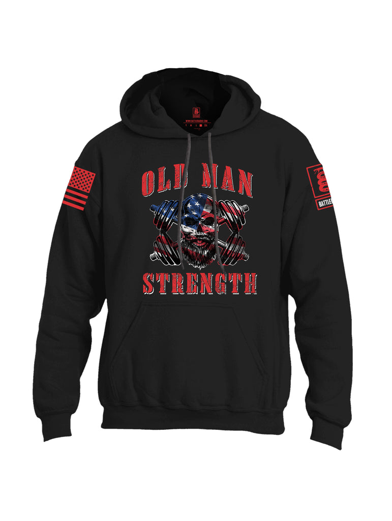 Battleraddle Old Man Strength Red Sleeve Print Mens Blended Hoodie With Pockets