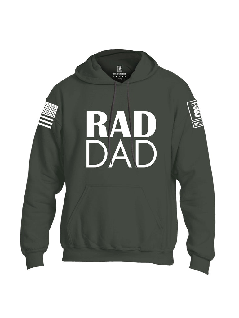 Battleraddle Rad Dad White Sleeve Print Mens Blended Hoodie With Pockets