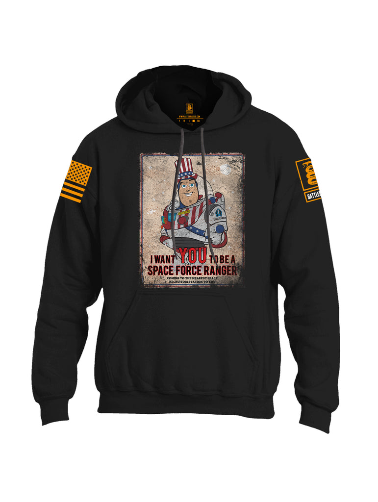 Battleraddle I Want You To Be A Space Force Ranger Orange Sleeve Print Mens Blended Hoodie With Pockets