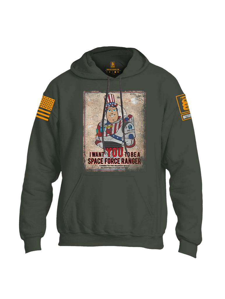 Battleraddle I Want You To Be A Space Force Ranger Orange Sleeve Print Mens Blended Hoodie With Pockets