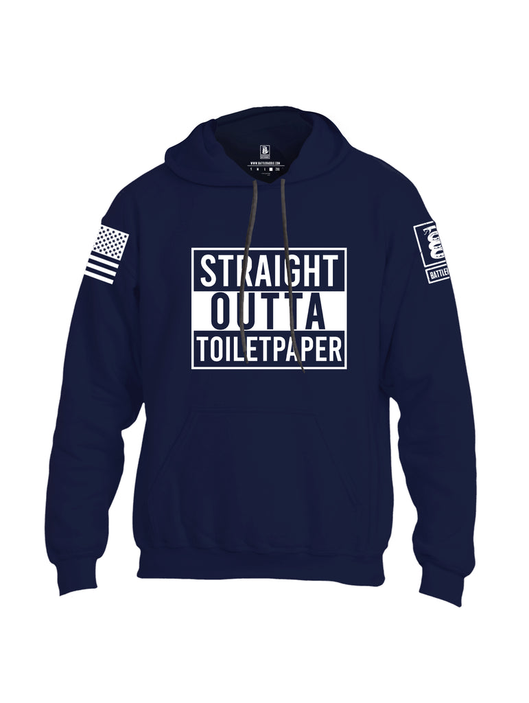 Battleraddle Straight Outta Toilet Paper White Sleeve Print Mens Blended Hoodie With Pockets