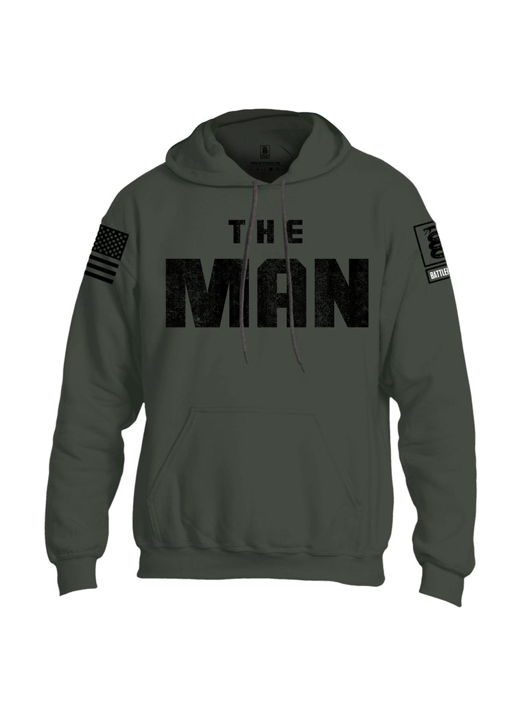 Battleraddle The Man Black Sleeve Print Mens Blended Hoodie With Pockets