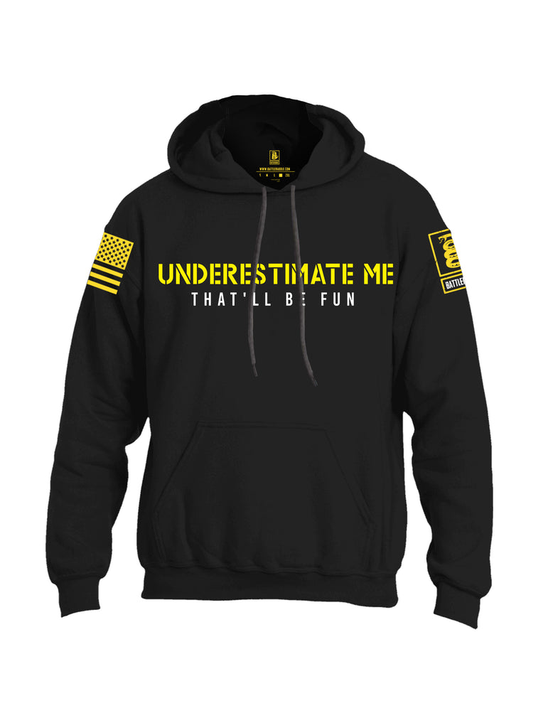 Battleraddle Underestimate Me That Will Be Fun Yellow Sleeve Print Mens Blended Hoodie With Pockets