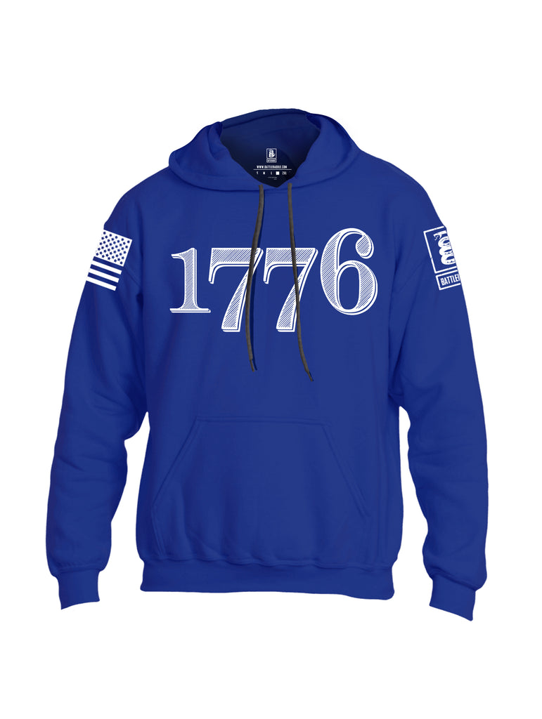 Battleraddle 1776 White Sleeve Print Mens Blended Hoodie With Pockets