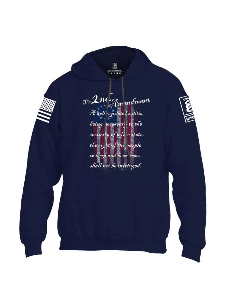 Battleraddle The 2nd Amendment 13 Colonies White Sleeve Print Mens Blended Hoodie With Pockets