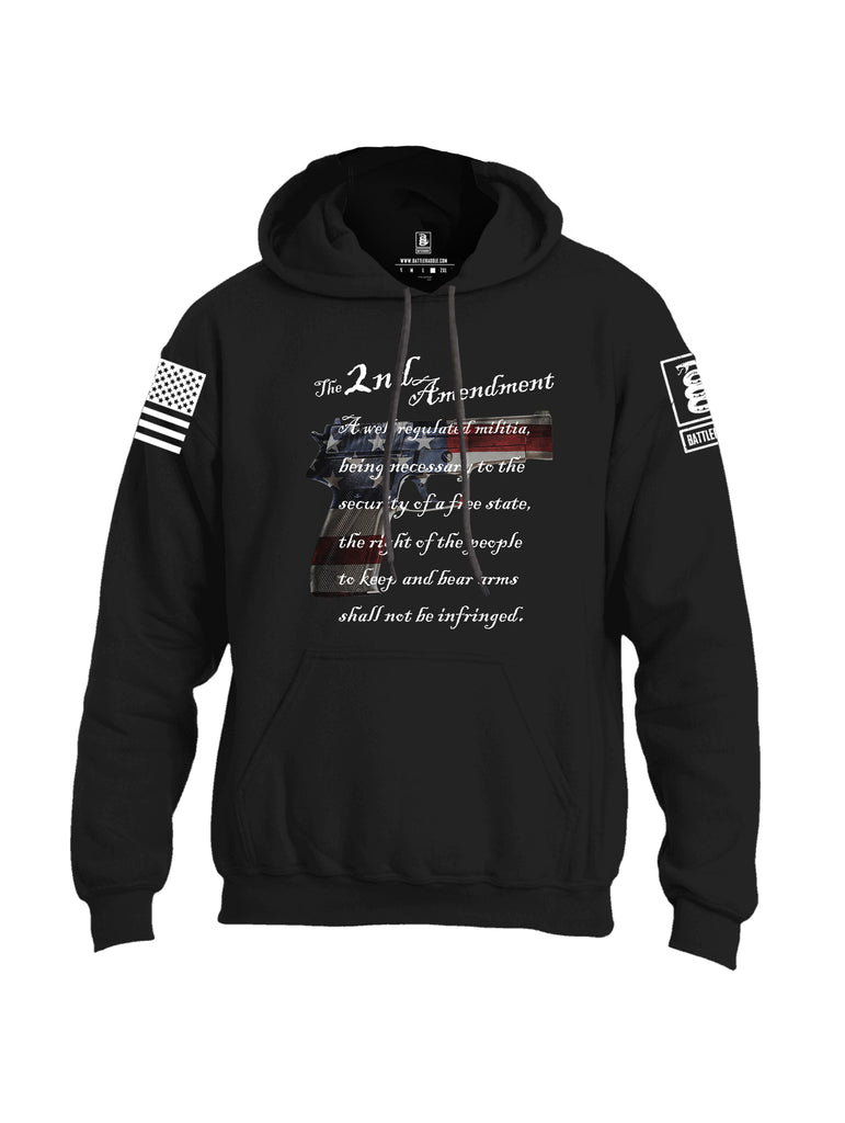 Battleraddle The 2nd Amendment M9 White Sleeve Print Mens Blended Hoodie With Pockets