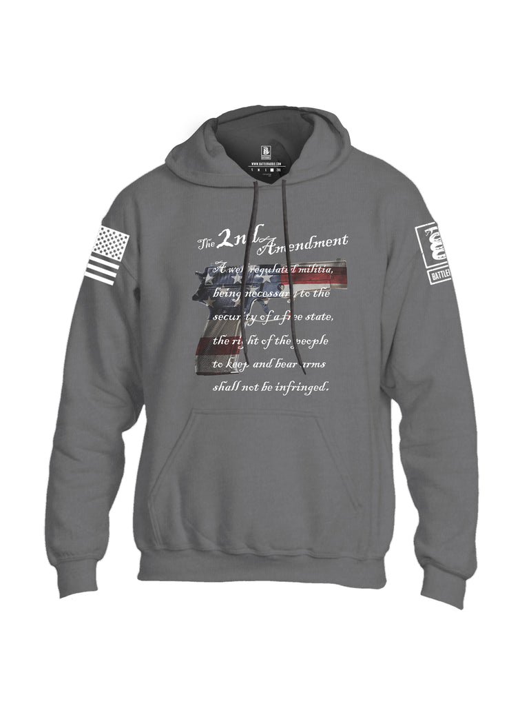 Battleraddle The 2nd Amendment M9 White Sleeve Print Mens Blended Hoodie With Pockets