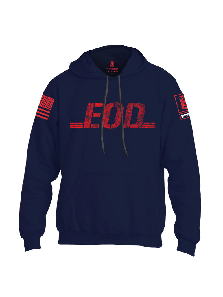 Battleraddle EOD Red Sleeve Print Mens Blended Hoodie With Pockets