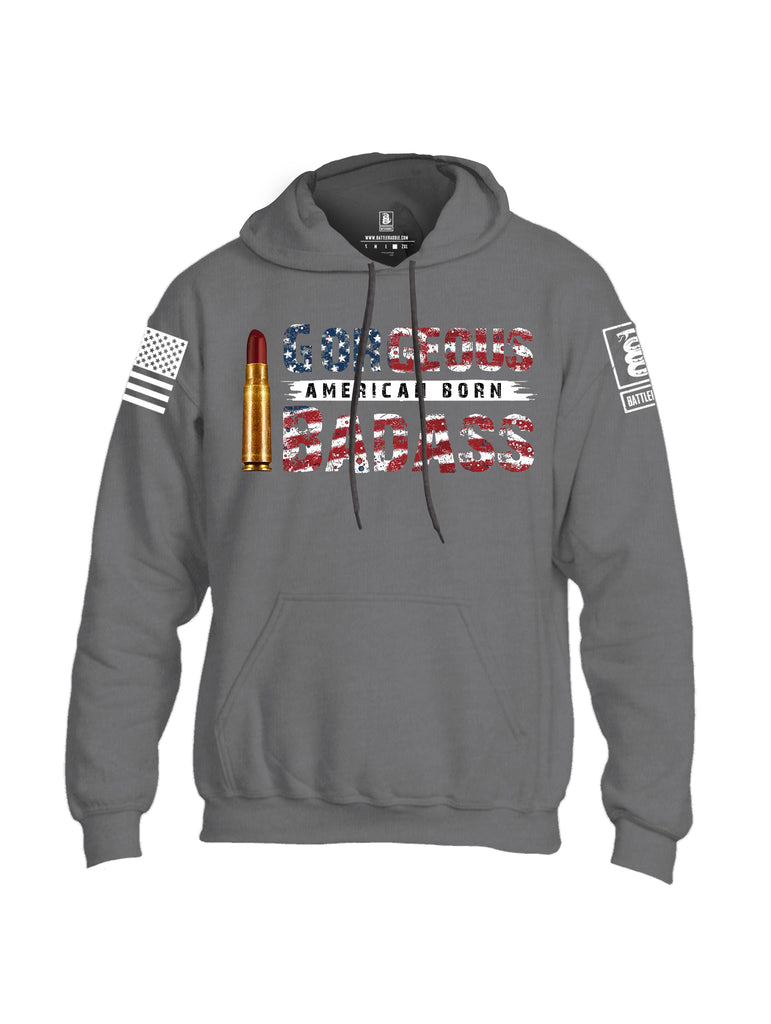 Battleraddle Gorgeous American Born Badass White Sleeve Print Mens Blended Hoodie With Pockets