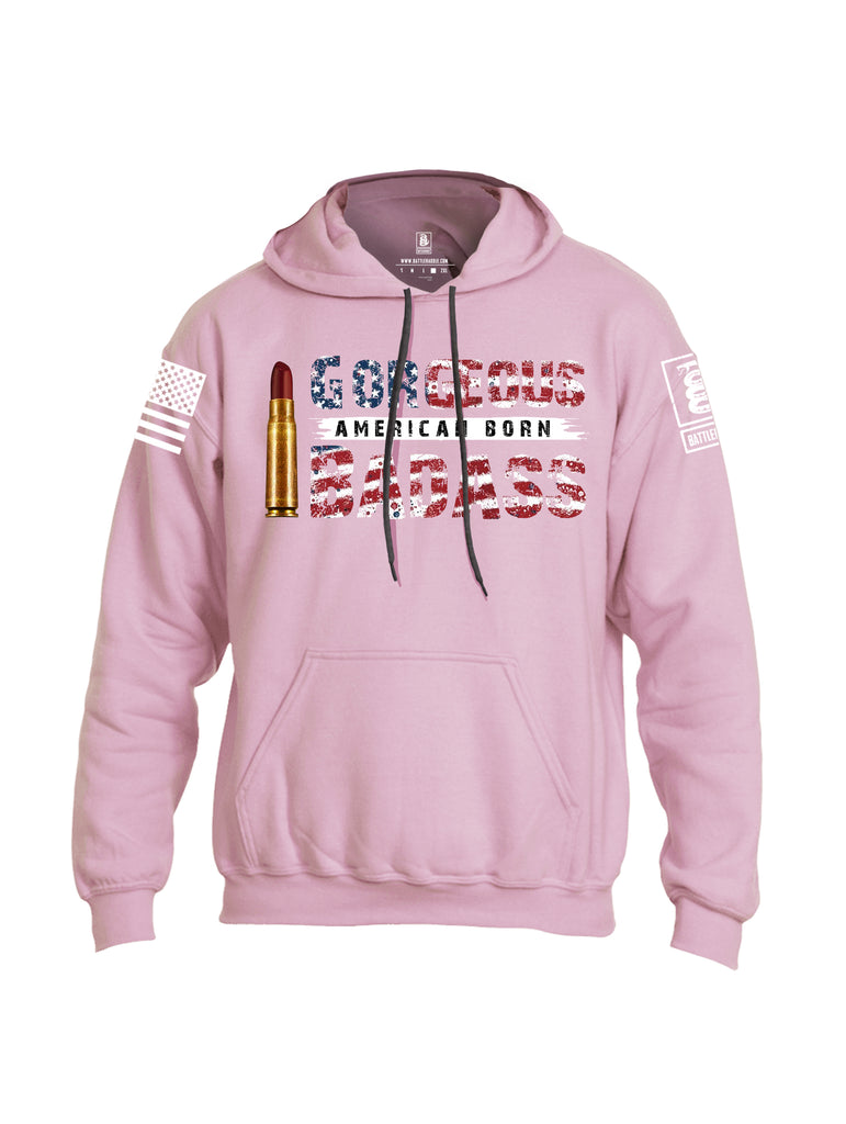 Battleraddle Gorgeous American Born Badass White Sleeve Print Mens Blended Hoodie With Pockets