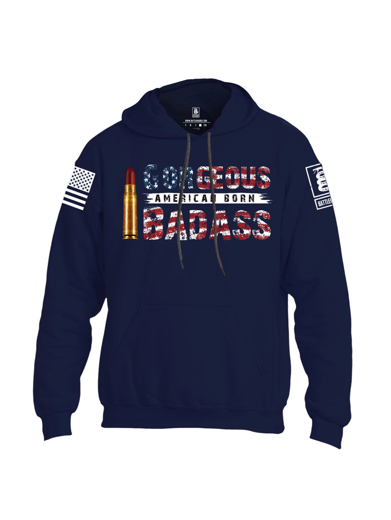 Battleraddle Gorgeous American Born Badass White Sleeve Print Mens Blended Hoodie With Pockets