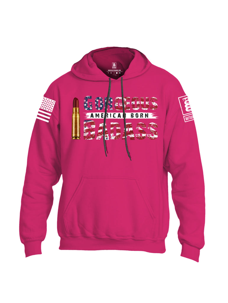 Battleraddle Gorgeous American Born Badass White Sleeve Print Mens Blended Hoodie With Pockets