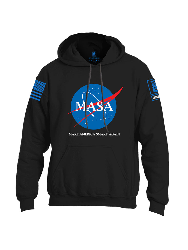 Battleraddle Making America Smart Again Blue Sleeve Print Mens Blended Hoodie With Pockets