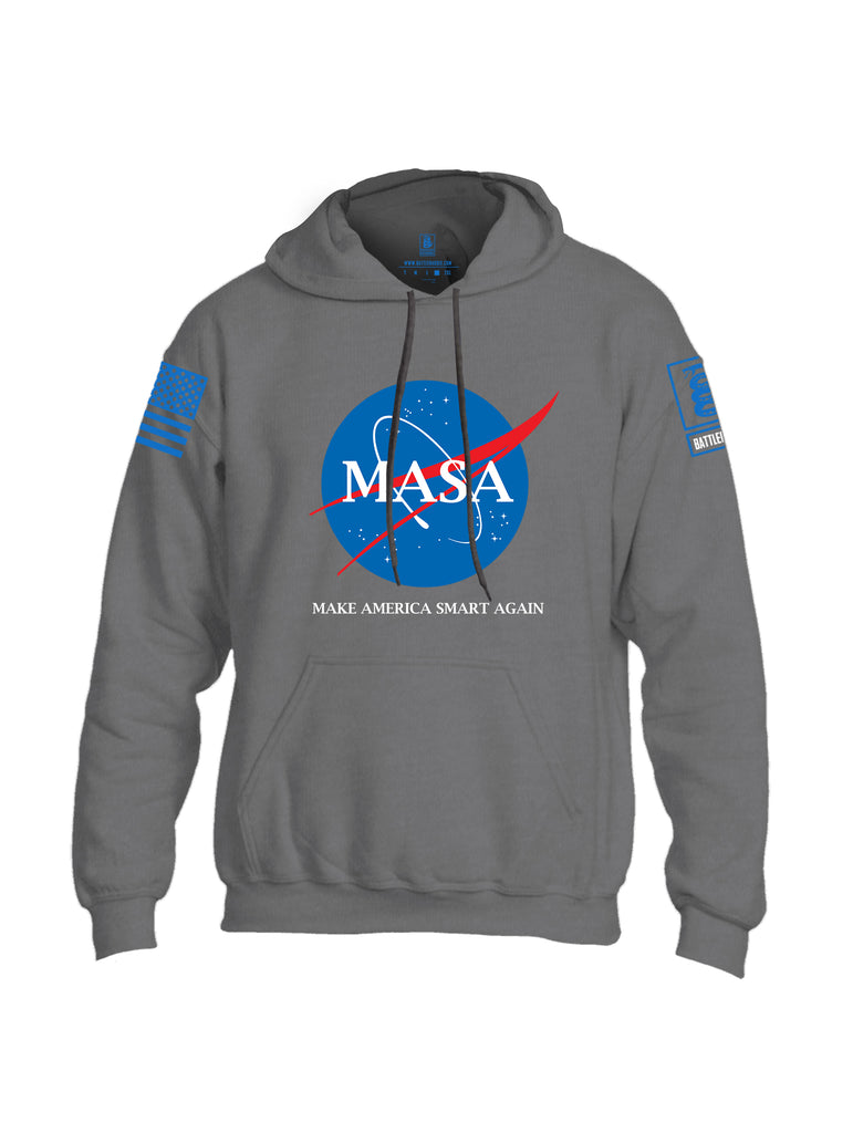 Battleraddle Making America Smart Again Blue Sleeve Print Mens Blended Hoodie With Pockets