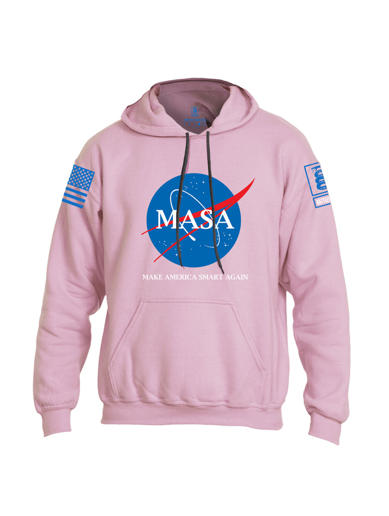 Battleraddle Making America Smart Again Blue Sleeve Print Mens Blended Hoodie With Pockets