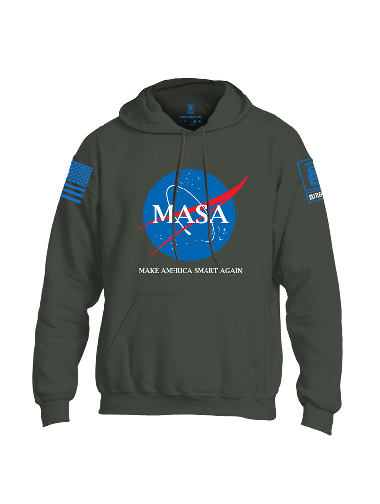 Battleraddle Making America Smart Again Blue Sleeve Print Mens Blended Hoodie With Pockets
