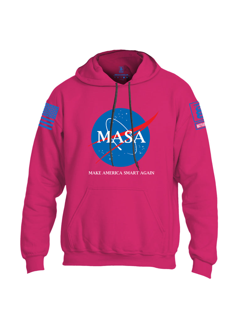 Battleraddle Making America Smart Again Blue Sleeve Print Mens Blended Hoodie With Pockets