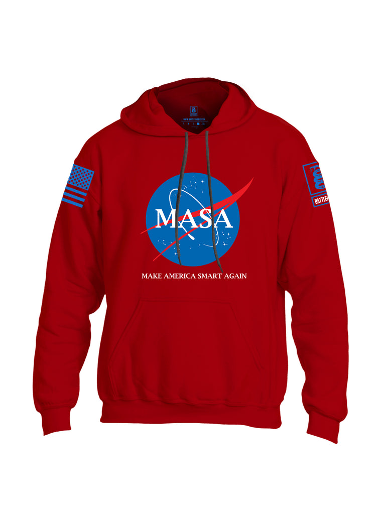 Battleraddle Making America Smart Again Blue Sleeve Print Mens Blended Hoodie With Pockets