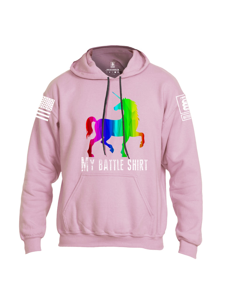 Battleraddle My Battle Shirt White Sleeve Print Mens Blended Hoodie With Pockets