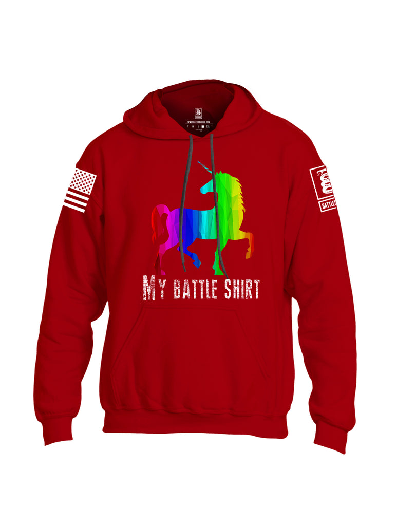 Battleraddle My Battle Shirt White Sleeve Print Mens Blended Hoodie With Pockets