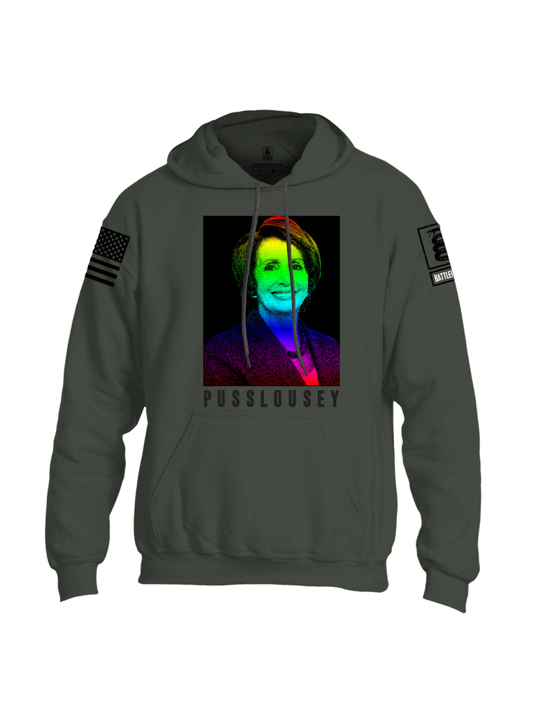 Battleraddle Pusslousey Black Sleeve Print Mens Blended Hoodie With Pockets