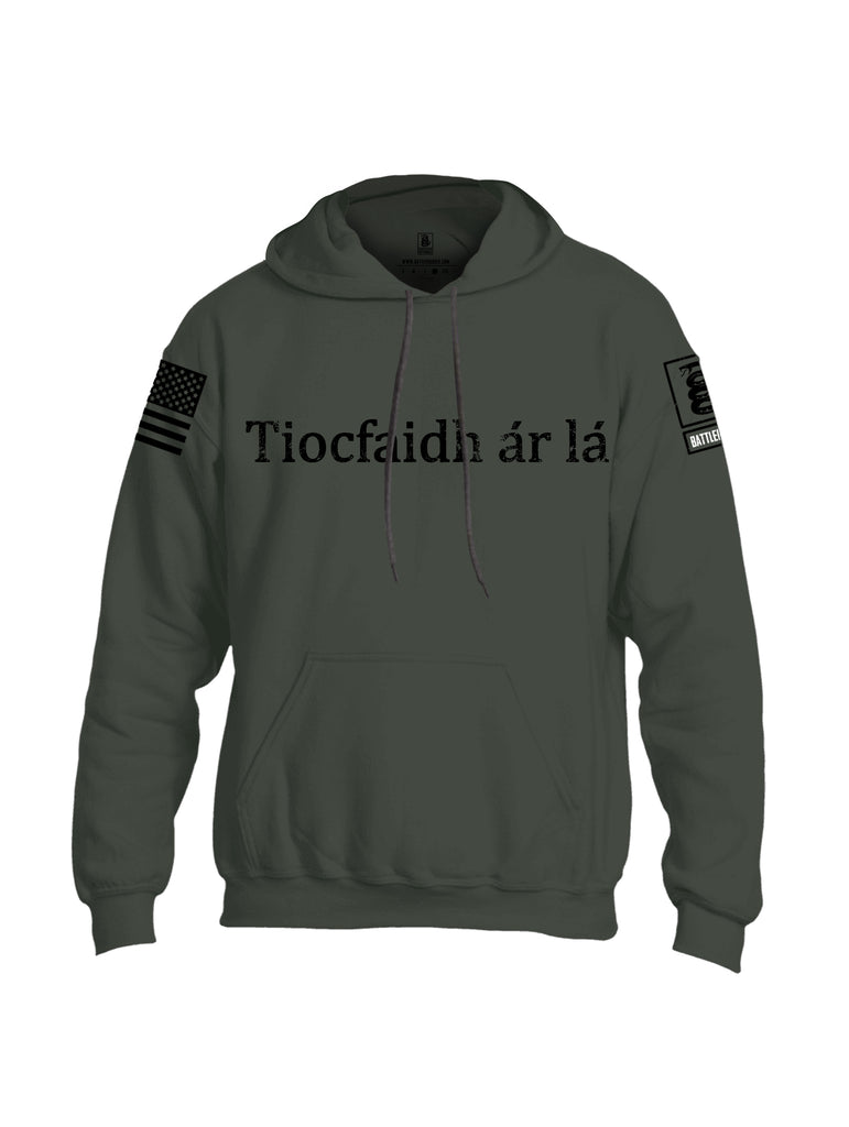 Battleraddle Tiocfaidh ar la Black Sleeve Print Mens Blended Hoodie With Pockets