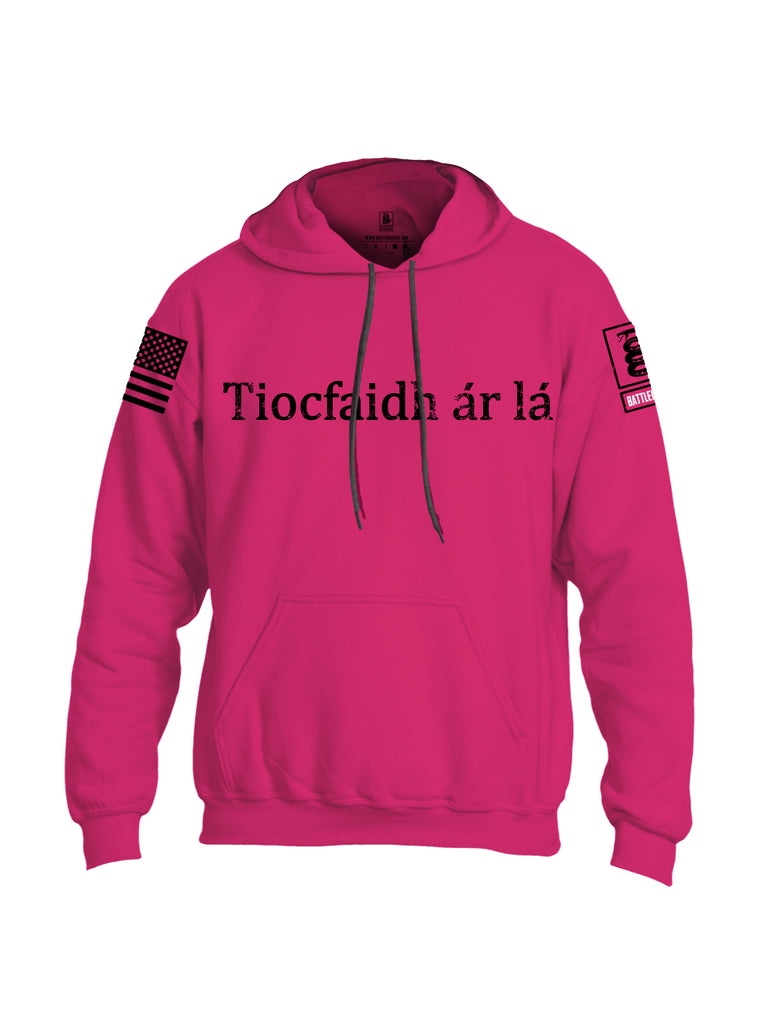 Battleraddle Tiocfaidh ar la Black Sleeve Print Mens Blended Hoodie With Pockets