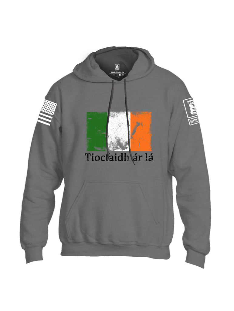 Battleraddle Tiocfaidh ar la Irish Flag Black White Sleeve Print Mens Blended Hoodie With Pockets