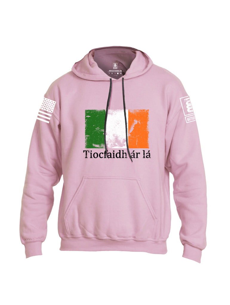 Battleraddle Tiocfaidh ar la Irish Flag Black White Sleeve Print Mens Blended Hoodie With Pockets