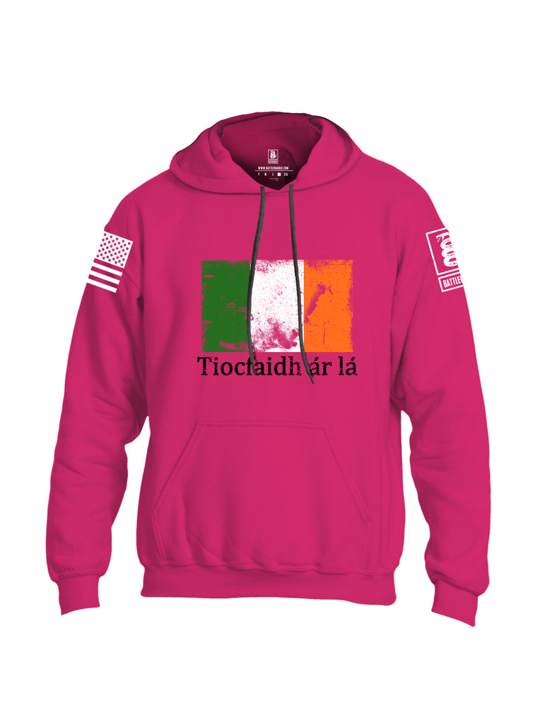 Battleraddle Tiocfaidh ar la Irish Flag Black White Sleeve Print Mens Blended Hoodie With Pockets