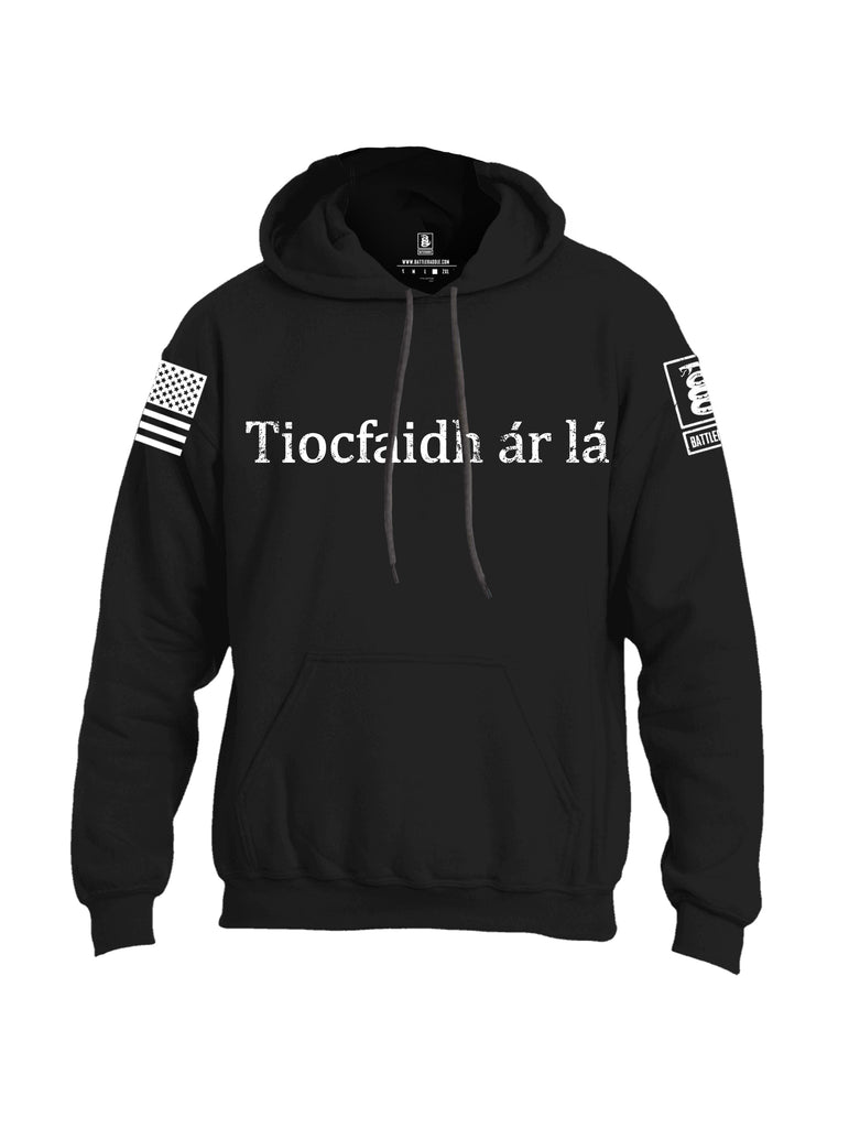 Battleraddle Tiocfaidh ar la White Sleeve Print Mens Blended Hoodie With Pockets