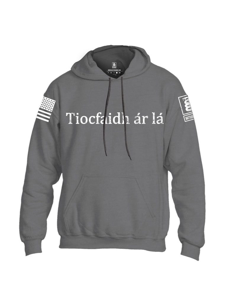 Battleraddle Tiocfaidh ar la White Sleeve Print Mens Blended Hoodie With Pockets
