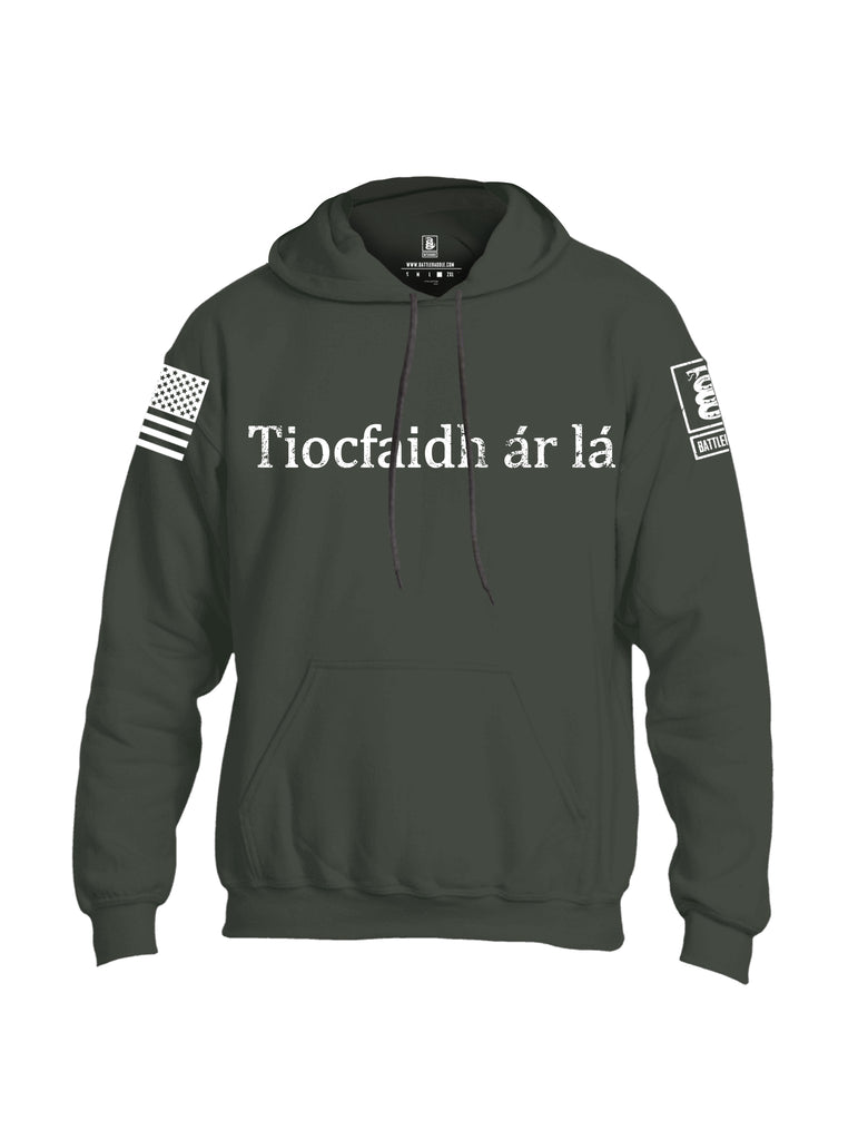 Battleraddle Tiocfaidh ar la White Sleeve Print Mens Blended Hoodie With Pockets