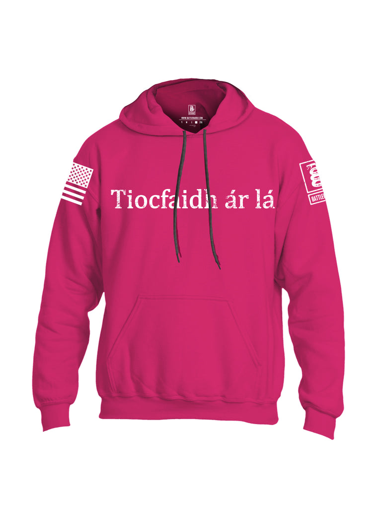 Battleraddle Tiocfaidh ar la White Sleeve Print Mens Blended Hoodie With Pockets