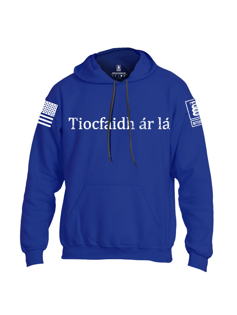 Battleraddle Tiocfaidh ar la White Sleeve Print Mens Blended Hoodie With Pockets