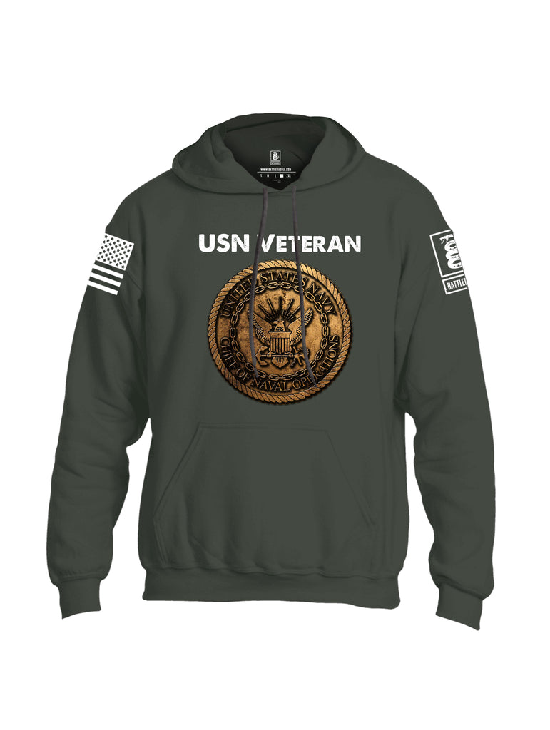 Battleraddle USN Veteran Chief Of Naval Operations White Sleeve Print Mens Blended Hoodie With Pockets